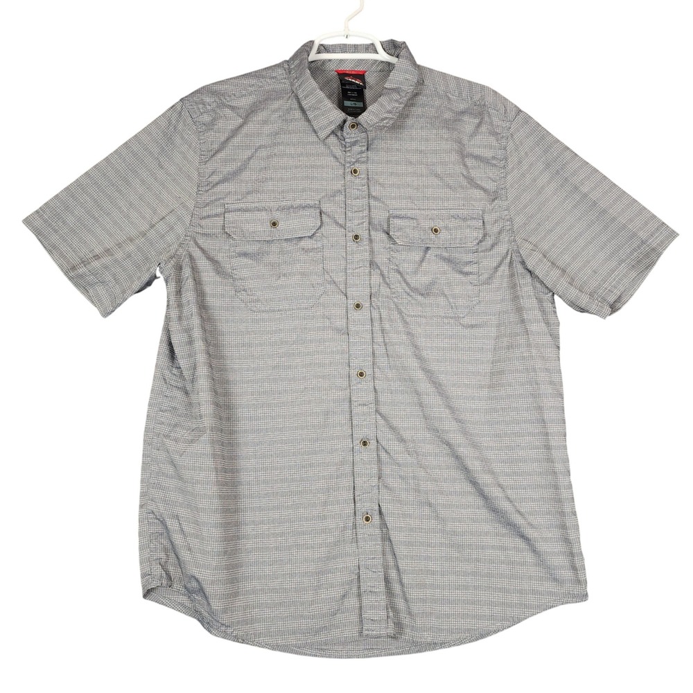 Gerry Mens Large L/G Short Sleeve Button Up Plaid Shirt Pocket Outdoor
